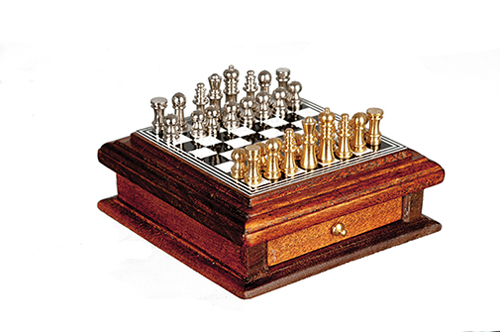 Chess Board with Drawer, Walnut